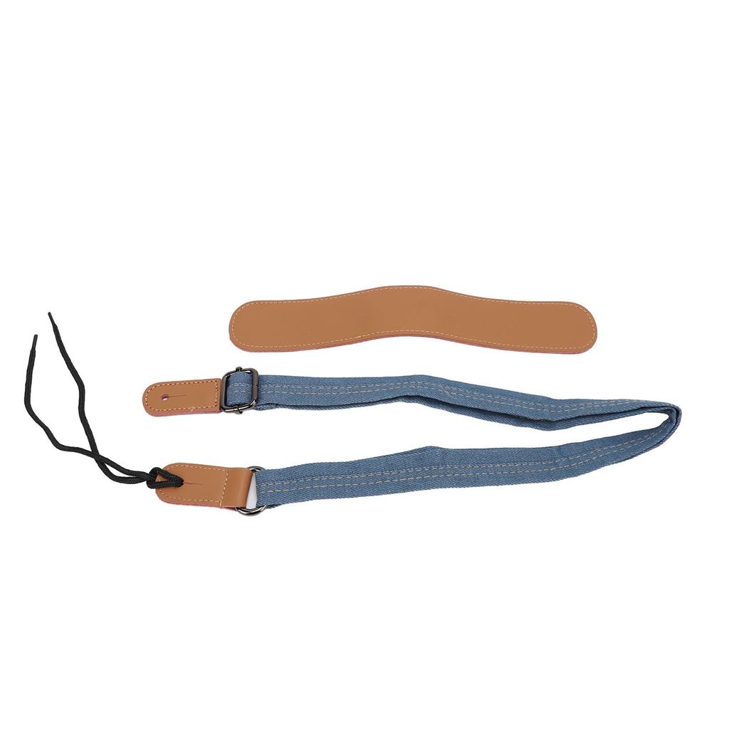 Ukulele Strap Cross Shoulder Pad Denim Leather Adjustable Length Neck Belt Replacement