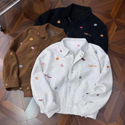 Men's Retro Embroidered Loose-Fit Sweatshirt Jacket for Spring & Autumn