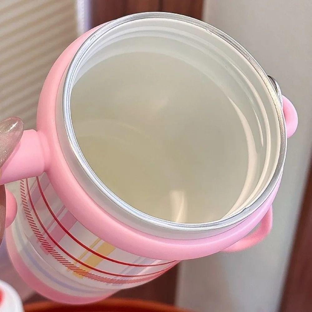 Creative Thermal Water Bottle 600ml Drinking Straw Cup Fashion Outdoor Insulated Mug  Household
