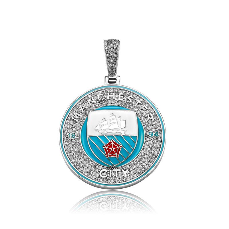 European & American Hip-Hop Football Club Badge Pendant with Colorful Drip Oil - Fan Commemorative Medal Necklace