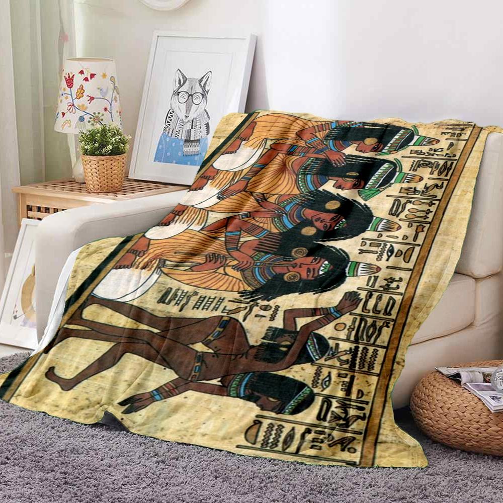 Ancient Egypt Flannel Blanket Throw Blanket Soft Warm Sofa Bed Camping Car Home Decor Unique Christmas Gift C9302059