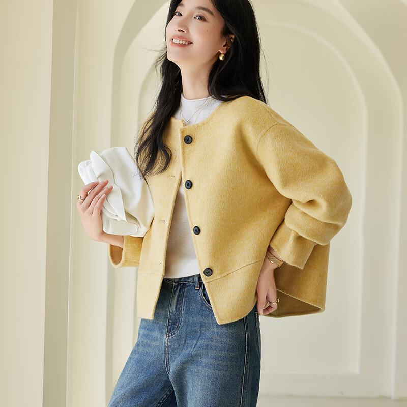 VICTORIA&VERA Women's Winter Short Wool Blend Patchwork Coat