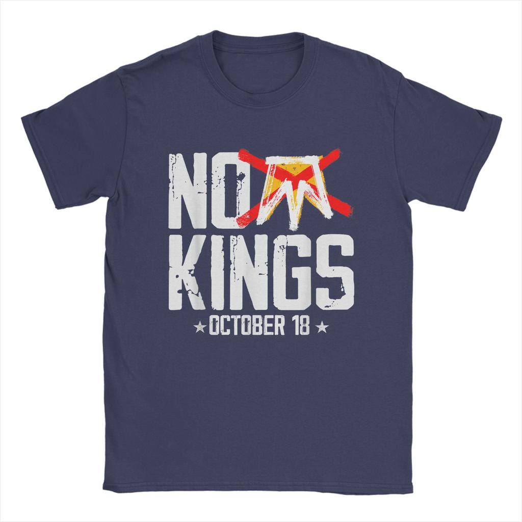Herren T-Shirts No Kings 18. Oktober No Kings Day Lustiges Reines Baumwoll T-Shirt Kurzarm T-Shirts Rundhals Kleidung Geschenkidee