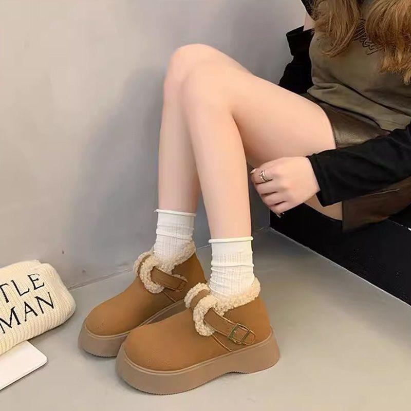 Women's Soft Sole Winter Warm Fur One Snow Boots Padded Lined Ankle Boots Anti-slip Hiking Casual Sports Cotton Boots