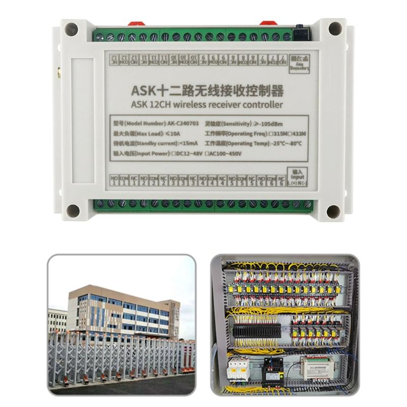 Secure 433MHz 12 Channel Relays Module With Remote, DIY Wireless Controls for Lights and Motors 12V 48V