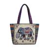 Cartoon Elephant Owl Canvas Handbag With Embroidery For Daily Casual Use