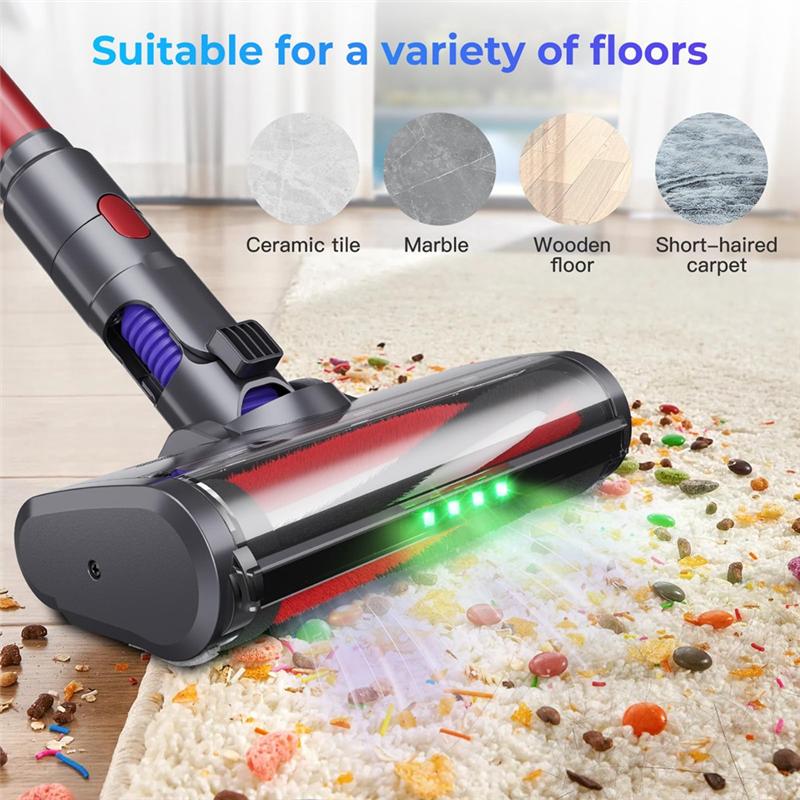 LITE-Floor Brush Turbine Brush Head For Dyson V7 V8 V10 V11 V15,Spares Parts With 4 LED Lights For Carpets And Hard Floors
