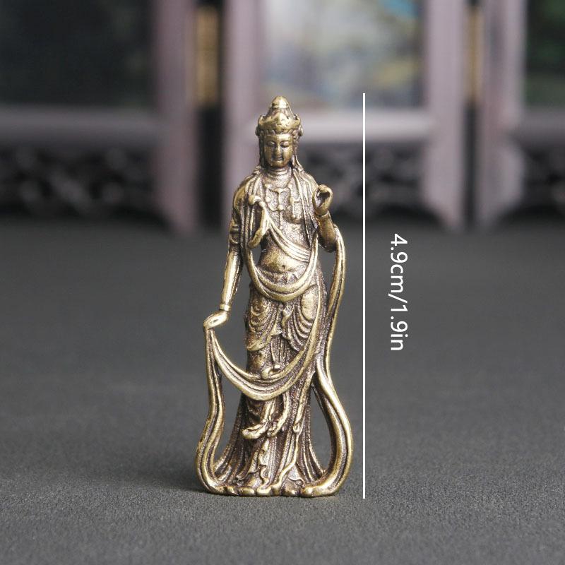 

1Pc New Collectable Chinese Style Brass Carved Kwan-yin Guan Yin Buddha Exquisite Small Statues Home Decoration Knickknacks