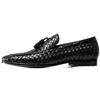 Fashion Top Quality Weave Pattern Full Grain Leather Men Business Wedding Dress Shoes Slip On Tassel Elegant Men Leather Formal Loafers