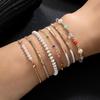 Conjunto de Pulseiras Elásticas com Contas de Cristal e Arroz Personalidade Estrela da Moda Transfronteiriça para Mulheres - 6 Peças