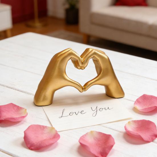Valentinstag Herz Handornament Herzform Geste Harzstatue Skulptur Heim Büro Hochzeitsparty Romantische Dekoration