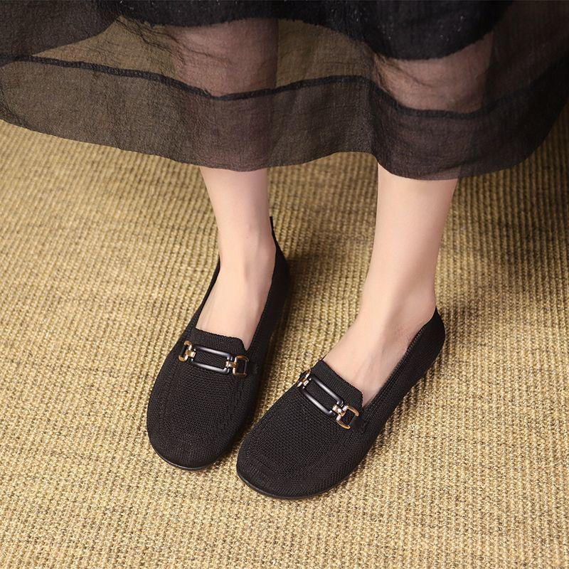 Casual Work Shoes, Flat Mom Shoes, Summer 2025 New Comfortable and Breathable Old Beijing Cloth Shoes for Women