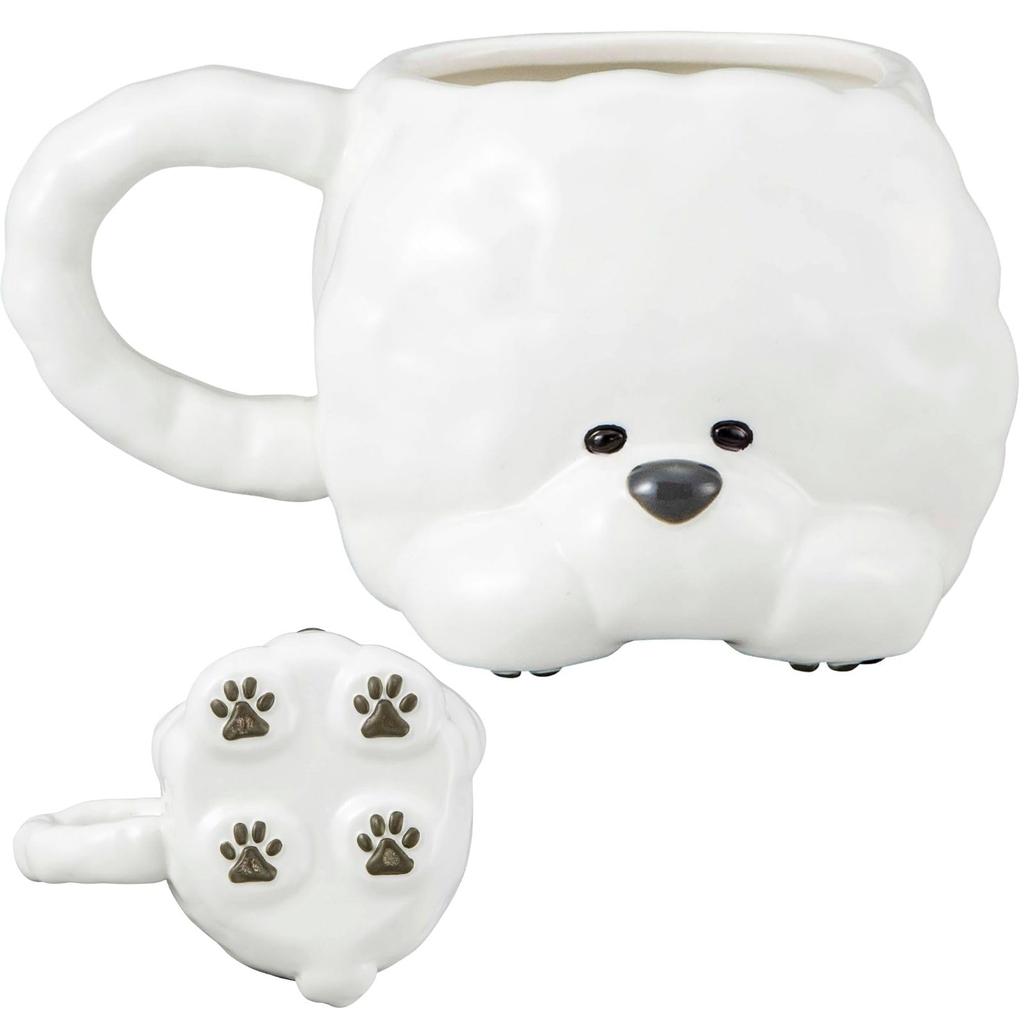 sun art Cute Fluffy Round Paw Bichon Frise Animal Birthday Dog Party 12 X 10 X 7 320 SAN4866 Dishware, Mug, Die-Cut, Tableware, Gift, Merchandise,