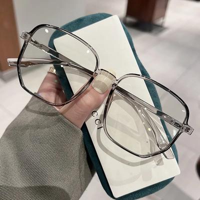Luxus Damen Transparente Brille Mode Großer Quadratischer Rahmen Kurzsichtigkeitsbrille Herren Damen Blaulichtfilter Myopie Brille