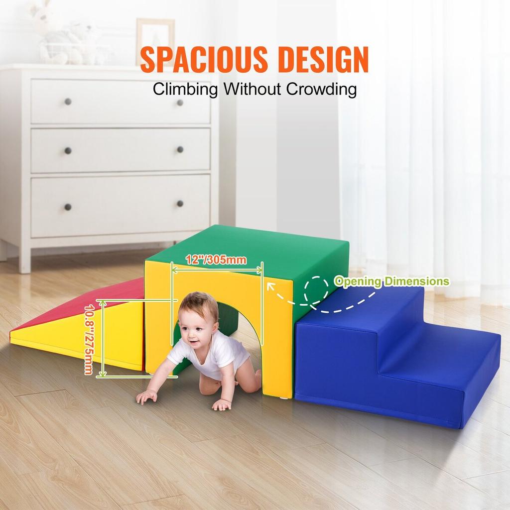 Single Tunnel Climber, Toddler Playset, Foam Climbing Blocks for Toddlers, Kids Tunnel Maze with Stairs and Ramp, Indoor for Toddlers and Preschoolers