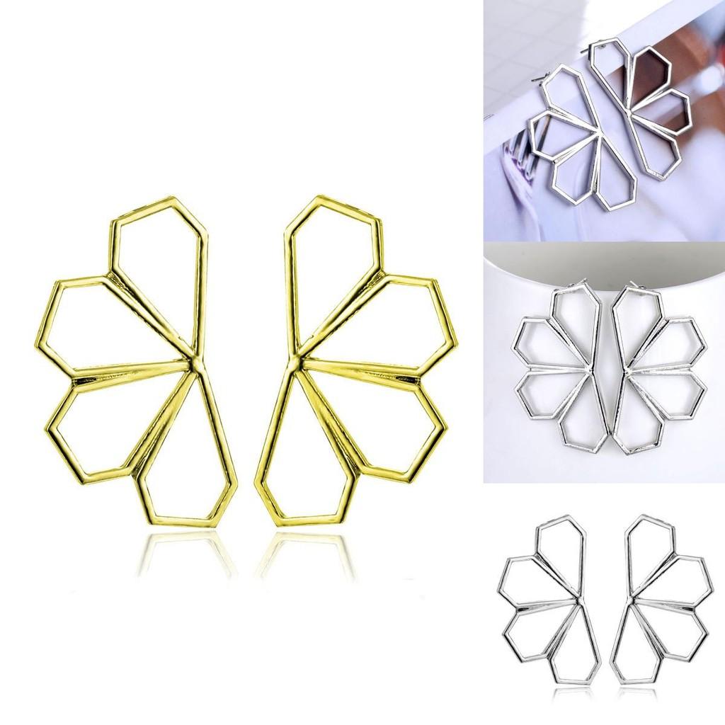 Modern Hollow Geometric Earrings Trendy Alloy Accessories For Women