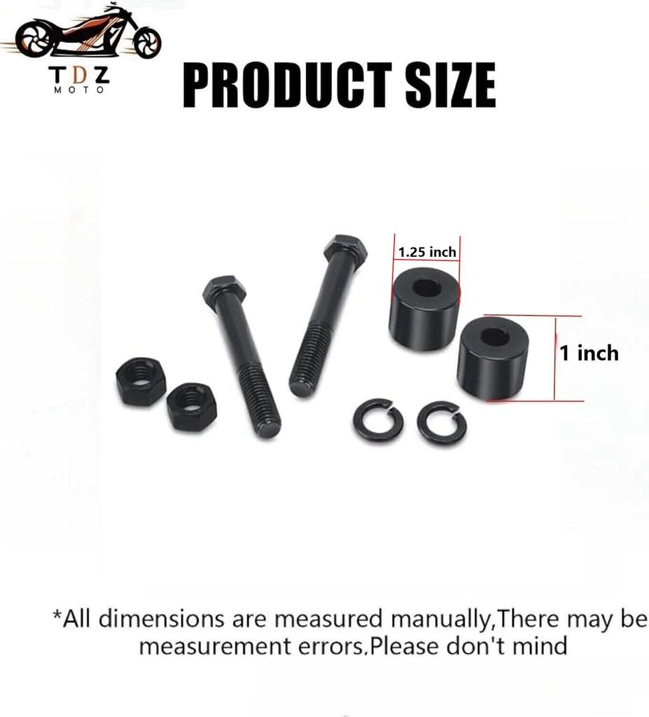 TDZ 1" Rise Handlebar Riser Extension for Harley 1-1/4" Handlebar Black Motorcycle Spacer
