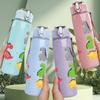 1PC Multi Color Dinosaur Pattern 750ml Color Plastic Sports Water Bottle Leakproof Flip Straw Lid Suitable for Sports Office Home Use