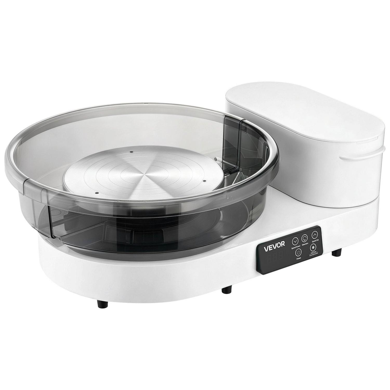 Tour de Potier pour Adultes, Plateaux Tournants de 36 et 28 cm, Tour de Potier Électrique de Table 450W avec Pédale au Pied, Vitesse Réglable de 30-300 tr/min, Corps en Aluminium,
