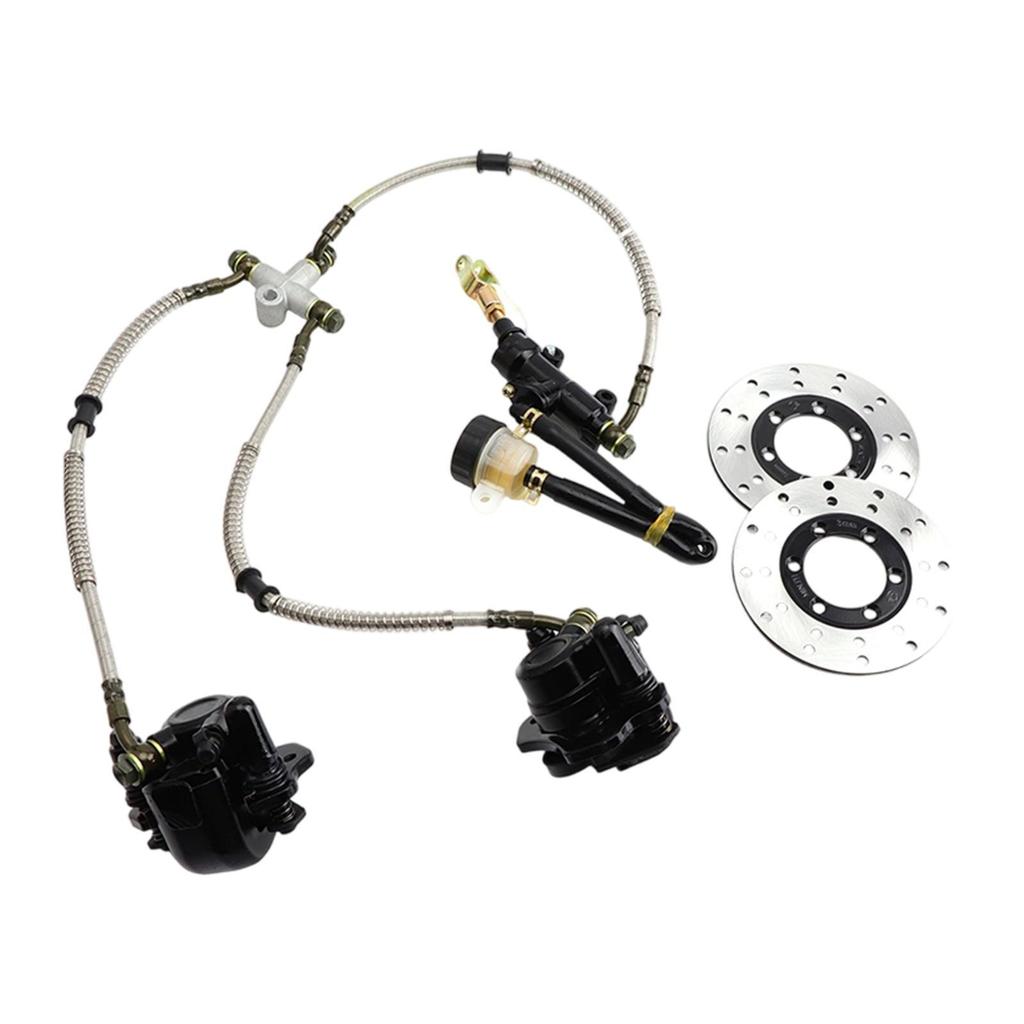 Go Kart Hydraulic Brake Kit Hydraulic Versatile Easy Installation Twin Calipers Rear Brake Assembly for 200cc UTV Quad Bikes ATV