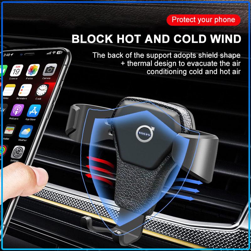 Car Badge Emblem Phone Holder Bracket Air Clip Mount Stand Accessories For Volvo 240 C70 S40 S50 S60 S70 S80 S90 V40 V50 V60 V90 XC40 XC60 XC90 Truck
