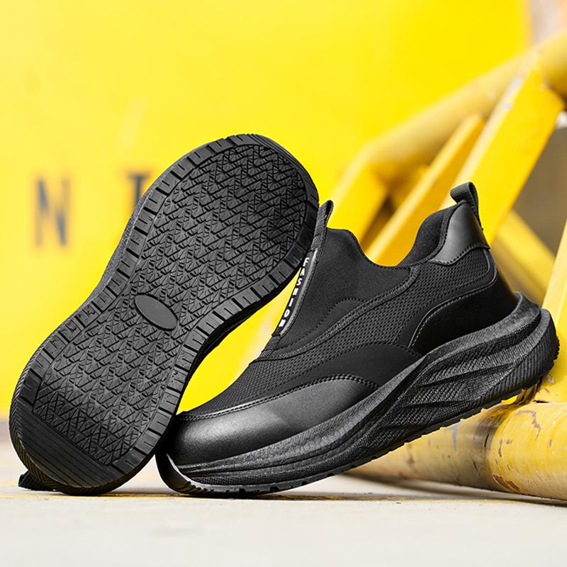 Platform Men's Leather Shoes Waterproof Anti Slip Chef Shoes Wear Resistant Men Casual Shoes Oil Resistance Chef's Boot Loafers