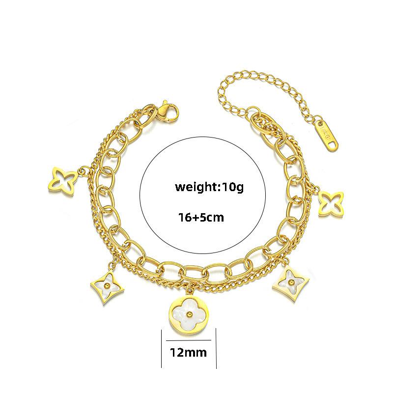 No Color Loss Titanium Steel Four-Leaf Clover Bracelet Fashion Simple Light Luxury Four-Leaf Clover Ladies Bracelet