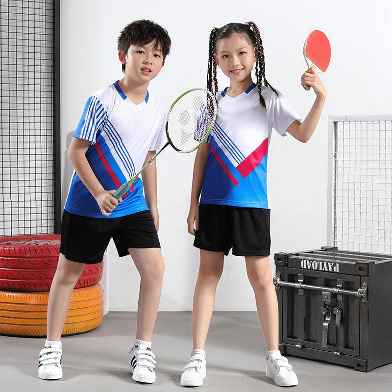Childrens Badminton Jersey Kit Boys and Girls Short-sleeved Summer Quick-drying Primary School Students Table Tennis Jersey Tennis Jersey Athletic