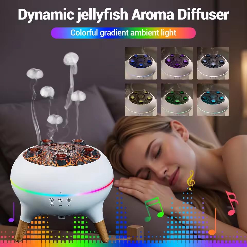 Dynamic Jellyfish Air Humidifier 250ml Essential Oil Diffuser Remote Control Bedroom Humidifier with 7 Colorful Night Lights