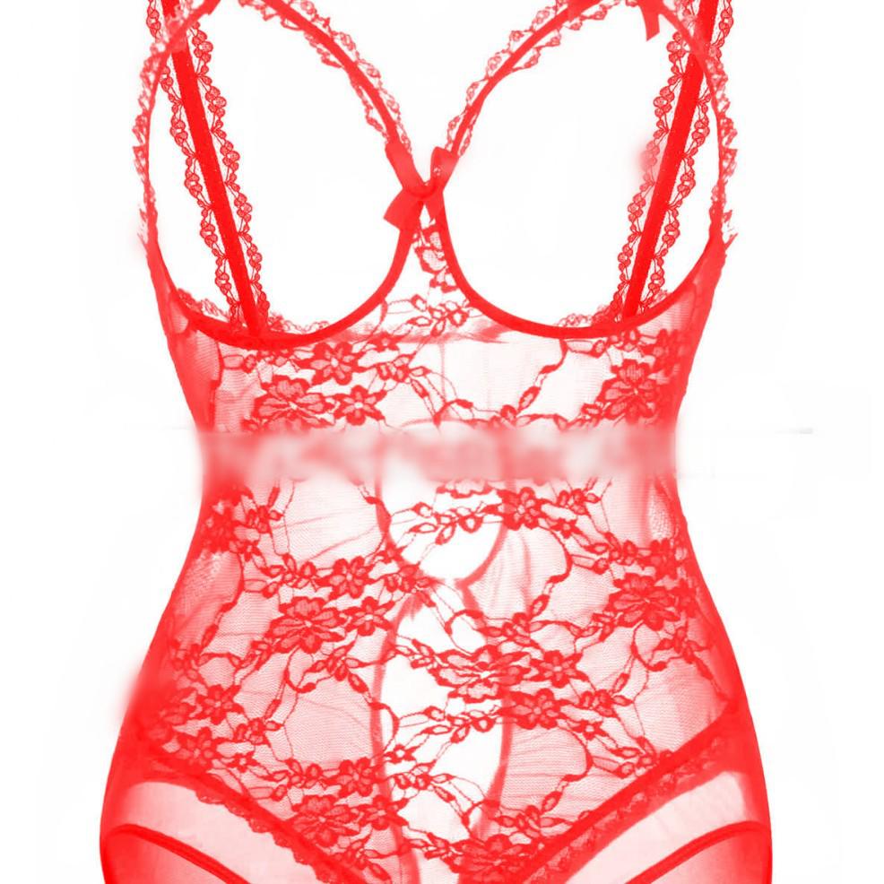 European & American Lace Open Crotch See-through Sexy Lingerie Bodysuit