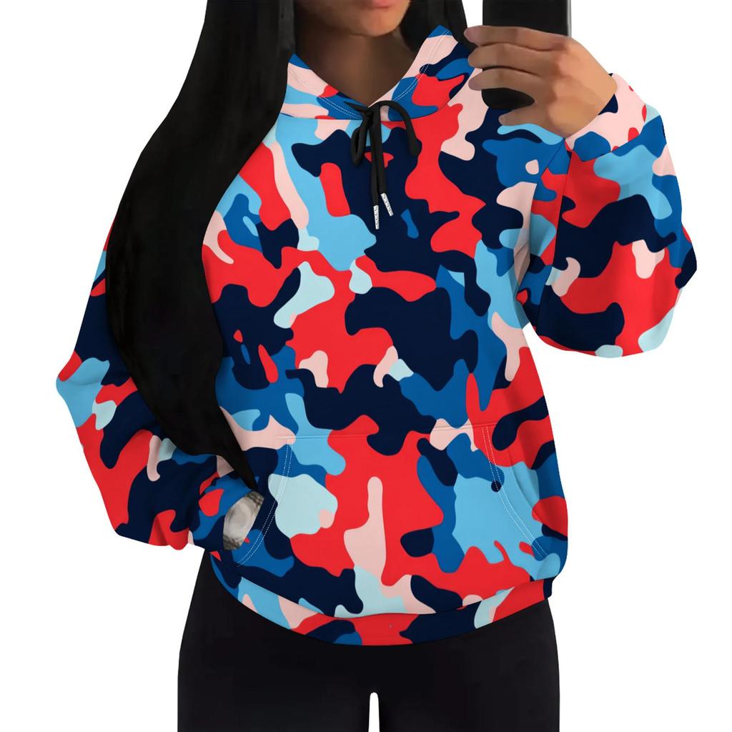 European & American Multi-color Camouflage Hoodie with Patch Pockets (H10552)