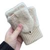 Women's Winter Thickened Half-Finger Flip Gloves – Warm Knitted Cycling & Typing Gloves