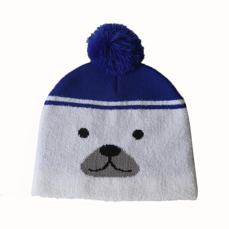 1-6Children's Autumn and Winter Christmas Cartoon Knit Hat, Super Elastic Beanie with Pom-Pom, Warm Pullover Hat