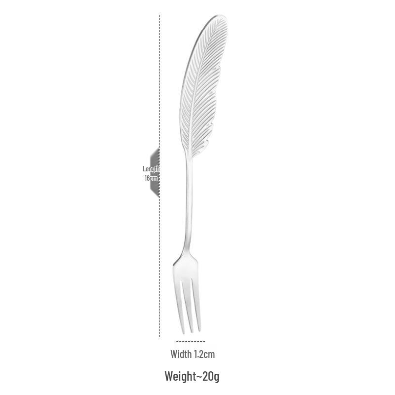 Colorful 304 Stainless Steel Feather Spoon & Fork Set for Desserts and Coffee
