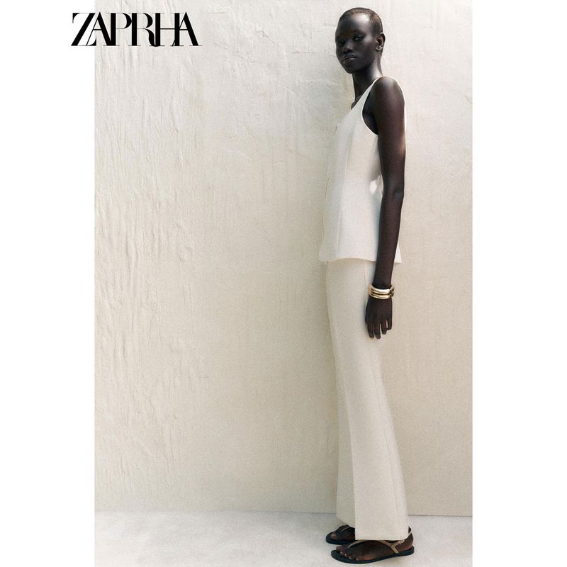 Zaprha 2025 Summer New Elegant Zip-up Corset Square Collar Sleeveless Vest Top 1478430