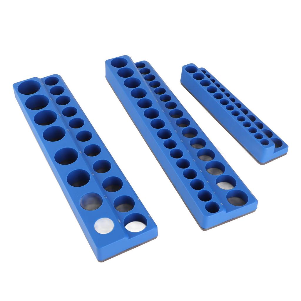 Magnetic Socket Holder, Socket Organizer Tray, Securely Holds and Organizes, 3 Pieces, 1/4", 3/8", and 1/2" (Metric)