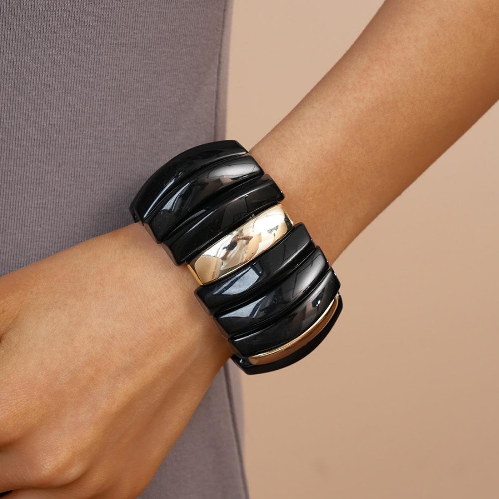 Geometric Exaggerated Bracelet Wide Retro Hand Ring Simple Wide Chunky Bangles  Summer