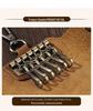 Universal Crazy Horse Leather Key Holder with Card Slot and Waist Buckle for Men and Women