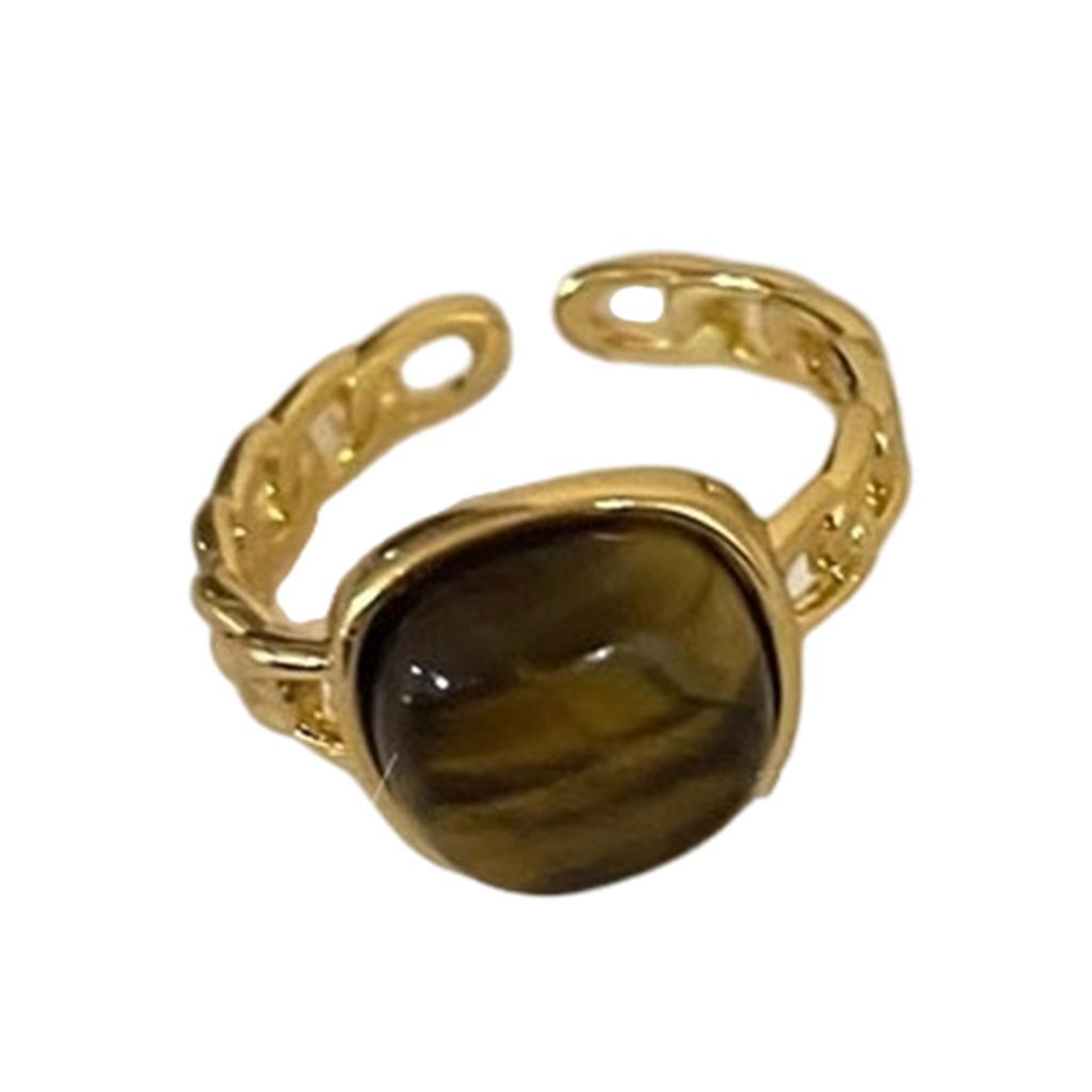 Anello Regolabile in Pietra d'Ambra Vintage Anello Aperto con Gemme Naturali Eleganti Gioielli Fatti a Mano per Donne Ragazze alla Moda