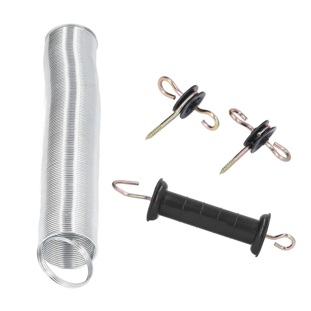 Electric Fence Gate Kit PP Iron 5 Meters Animal Spring Door Accessory with Handle Insulated Nail for Livestock