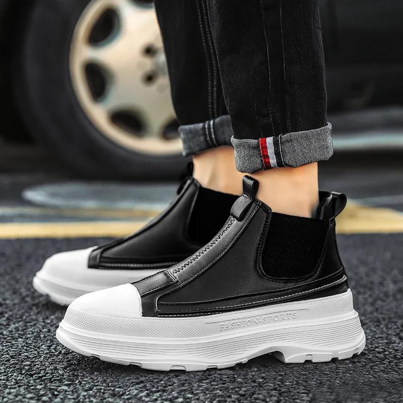 Fashion Black High Top Chunky Sneakers Men Streetwear Platform Lightweight Mens Trainers Casual Designer Shoes Male Sneakers