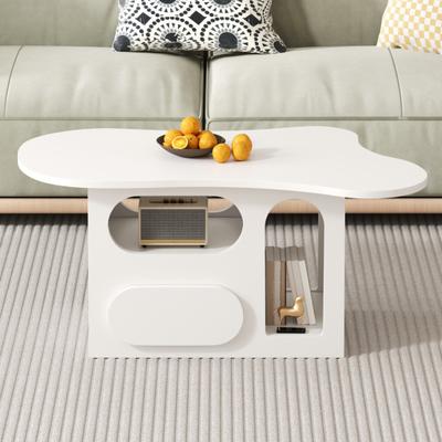 Coffee Table with Drawers, Cloud-Shaped Coffee Table with Open Storage Compartments, High-Quality Materials, 97 X 45 X 43.5
