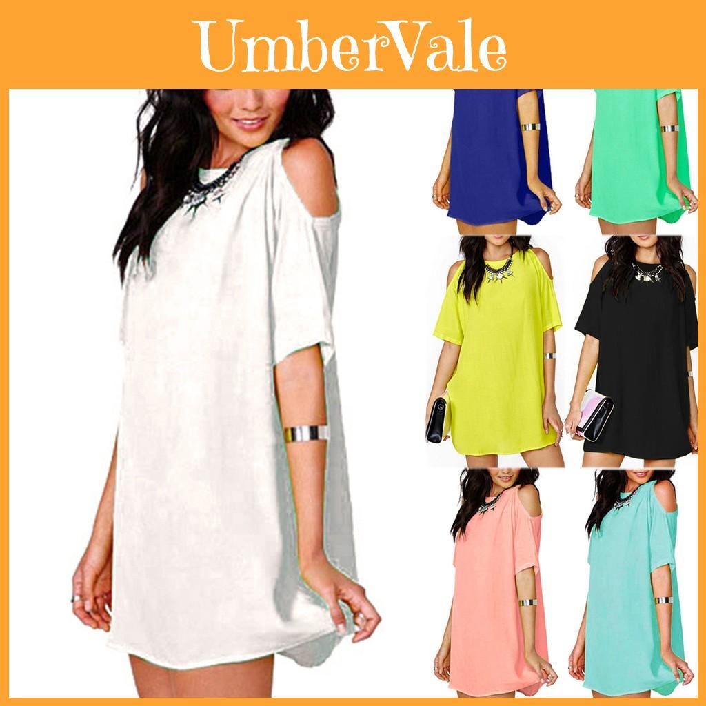 Premium Quality Women's Summer Cold Shoulder Short Sleeve T Shirt Tops For Plus Size
