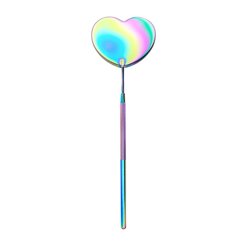 Eyelash Extension Mirror Lash Lifting Supplies Stainless Steel Long Handle Heart Shape Magnifying Checking Hand Mirror
