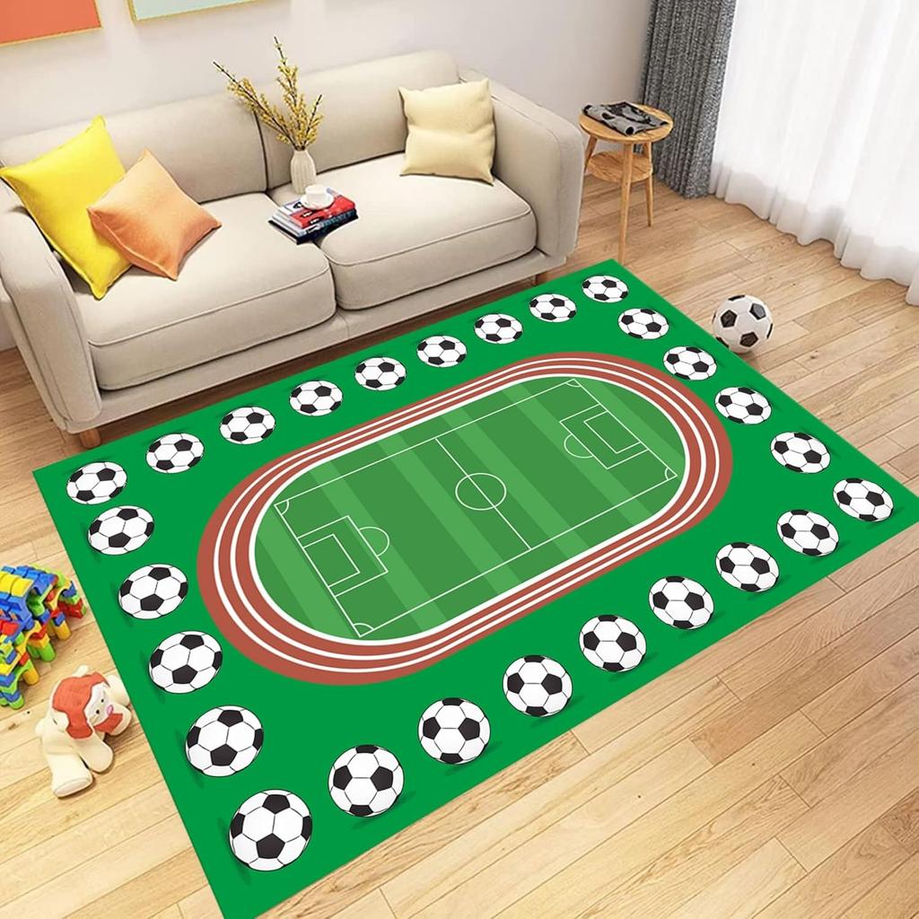 Fußballplatz Spielbereich Teppich Fußballrand Teppich Dekorative Waschbare Bodenmatte für Kinderspielbereich & Spielzimmer