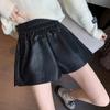 Women's High-Waisted Leather Shorts - Autumn/Winter Plus Size Wide-Leg Slimming Outerwear 2026