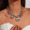Fashion Metal Love Heart Pendant Necklace for Women Gothic Punk Choker Necklaces Chain Club Party Jewelry Gifts
