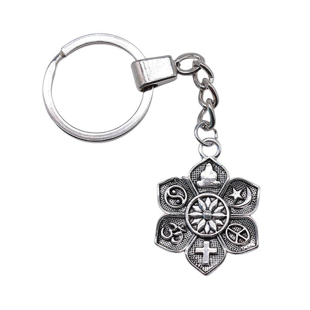 The Flower Of Life Keychain Craft Jewelry Victory Symbol Key Ring 30mm