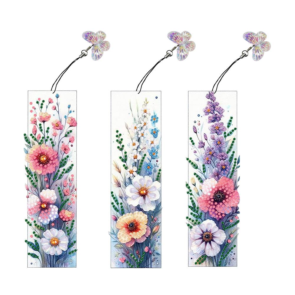 3Pcs Special Shape Pink Rose Diamond Painting Bookmark DIY Bookmarks Diamond Painting Kits Diamond Painting Bookmark Making Kit