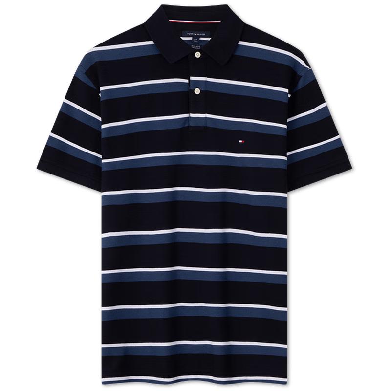Tommy Hilfiger Men's Pique Cotton Striped Polo Shirt